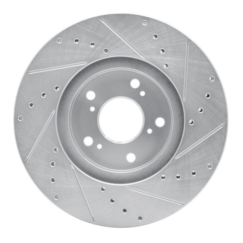 Acura TSX Brake Rotor (1) - Front Left - R1 Concepts - Drilled & Slotted - Silver - `99-`14